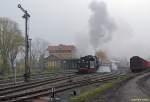 50 3501 in Immelborn on the 2nd of November in 2008 leading the train section from Meiningen: in Bad Salzungen will meet the part coming from Eisenach and, joined, will run to Eisfeld, to celebrate