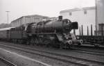 50622 vor einem Sonderzug in Bayreuth am 29.5.1985. Die Lok wurde im Rahmen der Jubiläums Veranstaltungen 150 Jahre Eisenbahn von Nürnberg aus eingesetzt.