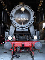 Die Dampflokomotive 52 4924-8 Anfang April 2018 im Sächsischen Eisenbahnmuseum Chemnitz-Hilbersdorf. 