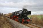 52 8154 beim Plandampf  Dampf trifft Kohle  mit 2400t Kohlezug von Zeitz Pbf nach Meuselwitz.  
Mumsdorf 5.2.2011