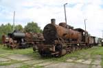 CFR 50 764, eine ehemalige preuische G10 am 04.09.2010 im ehemaligen BW Falkenberg oberer Bahnhof. Im Hintergrund steht 52 8187. Die Sammlung war dieses Jahr leider nur an diesem einem Wochenende zugnglich.

