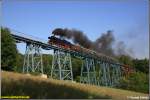 65 1049 befhrt am 24.05.09 mit dem Museumszug des SEM Chemnitz das bekannte Markersbacher Viadukt auf der Strecke Annaberg-Schwarzenberg.