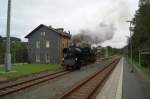 65 1049 am 09.09.2011 im Bahnhof Burkhardtsdorf. Das war das letzte mal das die Dampflok im Erzgebirge unterwegs war.