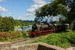 78 468 mit Sonderzug im Ruhrtal an der Ruine Hardenstein, am 06.08.2022.