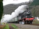 Dampfspektakel 2010. 78 468 durchfhrt mit ihrem Sonderzug Mrlenbach, und wird in wenigen Minuten in Gerolstein eintreffen. Aufgenommen am 05/04/2010.