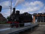 am 12.6.2010 steht 91 134 im Eisenbanmuseum Wismar hier beim drehen auf der Scheibe