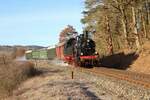 94 1538 (DPN 77126) fuhr am 29.12.19 von Ilmenau über Arnstadt nach Katzhütte. Hier ist der Zug bei Rottenbach zu sehen.