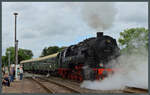 Mit einem Sonderzug nach Rübeland steht 95 027 am 02.09.2023 auf dem Gelände der VIS Halberstadt.