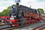 Die Güterzugstenderlokomotive,Thüringer Bergkönigin 95 207 während der XXI.Meininger Dampfloktage zu sehen im Dampflokwerk.Bild vom 5.9.2015