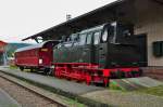 Werklok 105 und alter P-Wagen der WTB am Bf Zollhaus-Blumberg - 04.09.2011