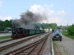 Einfahrt der Lok 20 der Mannsfelder Bergbahn mit dem Traditionszug aus Cranzahl in Hammerunterwiesenthal am 31.05.2008