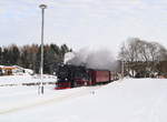 99 7234-0 mit HSB 8903 Wernigerode - Eisfelder Talmühle am 18.01.2017 bei der Einfahrt in Elend