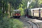 Auch am 05.09.18 hatte ich den Traditionszug zu begleiten,im Kreuzungsbahnhof Drängetal hatten wir mit 99 7241 die Kreuzung mit 187 013 als 8902 ab zuwarten.