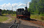 Nachdem die Kohlen- und Wasservorräte aufgefüllt wurden fuhr 99 574 am 10.09.17 zurück zu ihrem Zug welcher im Bahnhof Oschatz am Bahnsteig bereit stand.