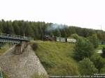 BR 99 747 kurz vor Oberwiesenthal, berquert gleich das Httenbachviadukt.