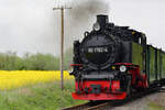 Der RASENDE ROLAND mit der Lok 99 1782 zwischen Posewald und Putbus.