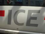 ICE-Aufschrift eines ICE-3 im Klner Hbf am 22.08.2013.
