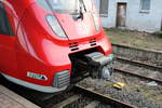 Die Front von DB Regio Mittelhessenexpress Bombardier Talent 2 442 779 (Hamsterbacke) am 07.01.18 in Hanau Hbf
