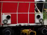 Die Scheinwerfer der Lok D9 alias Krauss Maffei MH05 der Hafenbahn Frankfurt am 11.10.13