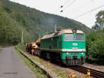 Taigatrommel 120 001 von ITL mit Bauzug zwischen Rathen und Knigstein - 23.08.2004  