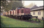 Abgestellte Diesel Lokomotiven am 6.10.1992 im BW Hoyerswerda.