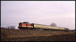 Am 18.02.1993 war 201106 mit dem Personenzug 6512 aus Sandersleben in Richtung Aschersleben unterwegs.