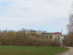 LDC 112 302-5 (98 80 3202 302-6 D-LDC) mit dem DbZ 76582 von Würzburg nach Lutherstadt Wittenberg, am 28.03.2021 auf dem Viadukt in Vieselbach.