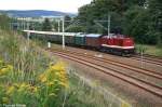 Nur ein paar Minuten spter verdecken bereits fette Wolken die Sonne, als 112 646 am 19.08.07 mit dem Sonderzug in Niederwiesa einfhrt