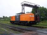 Die 202 271-3 der Bocholter Eisenbahngesellschaft (BOEG) erholt sich am 08.09.2007 im ehem. Bahnbetriebswerk Gelsenkirchen-Bismarck vor der V-Halle.