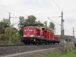 Bei herrlichem Nieselregen schiebt die V 100.1 ADAM 23  Judy  (ex 202 240-8) den Fahrleitungsmontage- und den den Trommelwagen zum Feierabend am 24.09.2013 zur Abstellung in den Bahnhof Nassenheide.

Hersteller:    LEW Hennigsdorf
Baujahr:       1970
Fabriknummer:  12522