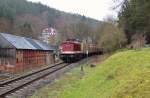 Am 20.02.16 fuhr 112 703-4(Press) mit einem Hackschnitzelzug ab Ebersdorf-Friesau Richtung Saalfeld.