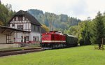Herbstausfahrt mit 112 565-7 (Press) am 09.10.16.
Die Fahrt ging von Großsteinberg nach Katzhütte.
Hier der Zug nach dem umsetzen in Katzhütte.