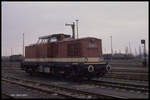 112245 solo am 6.3.1990 im Bahnhof Nordhausen.