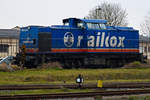 Raildox 203 126-8 im Bahnhof Nordhausen 23.12.2017. Erst beim nahen Zooom fiel die etwas ungüsntige Aufteilung des Schriftzges auf