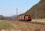 SWT 203 029 (92 80 1203 013-8 D-SWT) mit der Rückleistung von der Papierfabrik Adolf Jass Schwarza GmbH am 19.03.18 bei Remschütz.