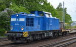 PRESS  204 031-1  [NVR-Nummer: 92 80 1203 228-2 D-PRESS] am 02.05.18 mit einem Ganzzug leerer Containertragwagen Richtung Frankfurt/Oder in Berlin-Hirschgarten.