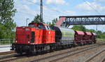 WFL mit  Lok 37/203 118-5  (NVR:  92 80 1203 118-5 D-WFL ) und gemischten Güterzug am 16.06.20 Bf. Saarmund. 
