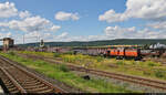 203 149-0 (203 383-5 | 202 383-6 | 112 383-5 | 110 383-7 | DR V 100.1) rangiert mit Stahlelementen im Bahnhof Könitz(Thür).