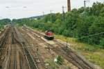 Blick in Richtung Kaiserslautern mit 203 501 der EfW in Homburg Saar.