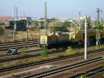 203 308 der DB Bahnbau steht am 08.10.08 im Bahnhofsvorfeld von Bitterfeld.