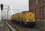 Lok 203 002 und zwei weitere Loks des Unternehmens LW fahren durch Ludwigshafen Mitte Richtung Ludwigshafen Hbf. 14.11.2008