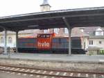 V 160.6 (BR 203) der Havellndische Eisenbahn (HVLE) wartet am HBF Zeitz auf den tglichen zu befrderten Tankzug von der Zuckerfabrik Zeitz in Richtung Leipzig 15.05.2009