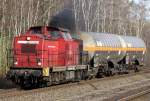 Die 203 007-0 der Bochtolter Eisenbahn mit kurzem Gz in Dinslaken am 26.03.2012