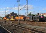 Locon 216 und 217 (beide ex DB 203er), Locon 210 (ex DB 212 275-2) sowie einer V200 stehen am 08. September 2012 in Bamberg abgestellt.