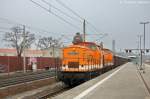 LOCON 215 (203 141-7) & LOCON 216 (203 142-5) mit einem CD-Cargo Ganzzug, bei der Durchfahrt in Rathenow und fuhren in Richtung Stendal weiter. 10.04.2013