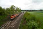 Am 18.05.13 fuhr der Container mit V160.1 (9280 1203012-0 D-HVLE) und V160.2 (9280 1203014-6 D-HVLE) nach Hof, hier bei Drochaus/V.