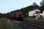 203 383-5 und 203 xxx der STW sind mit dem Schrottzug in Plauen-West am Abend des 29.08.14 zu sehen.