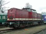 V100 (Ost) - 203 843 (Baujahr 1976) der  Eisenbahn Logistik Leipzig GmbH  am 19.03.2016 zu Gast in Leipzig-Plagwitz zu den 17. Eisenbahntagen. 