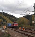 204 033 und 204 016 der Press sind zusehen am 26.10.13 bei Bauarbeiten in Probstzella.