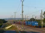 204 013-3 mit einer weiteren Lok an der Front und noch einer am Ende des Zuges macht Halt in Erfurt Linderbach. Die Lok am Ende wird dann abgekoppelt und fährt allein weiter. 23.7.2014